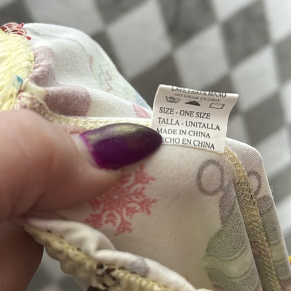 O/S retro print ornament, holiday leggings cream - Picture 5 of 5